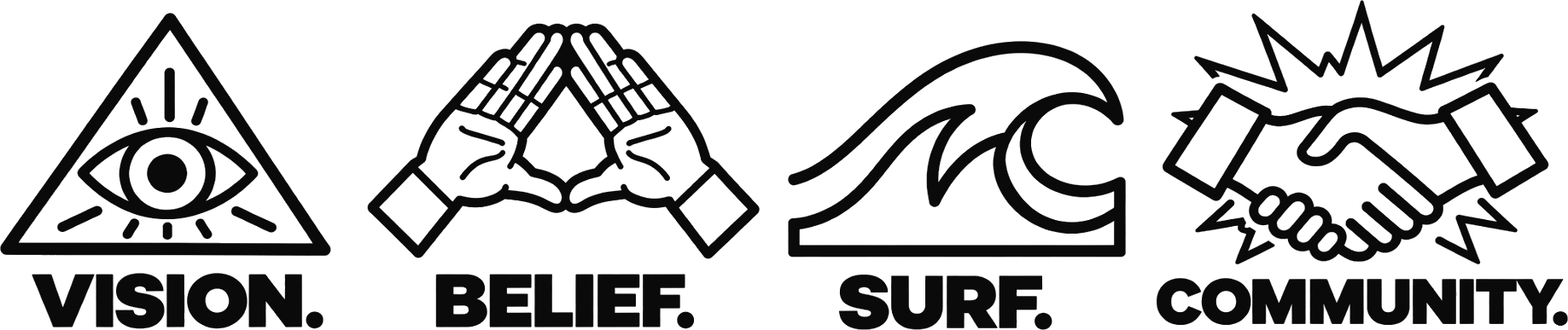 The four elements: Vision, Belief, Surf, Community